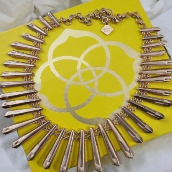 Kendra Scott Jewelry - Kendra Scott Jill Gold Sunburst Spike Statement Fringe‎ Necklace Rose Gold Tone